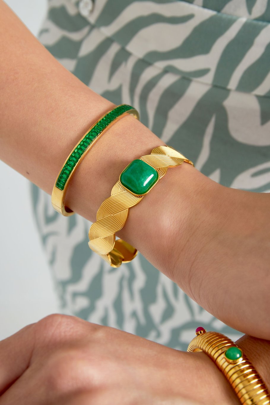 The Edit - Green Stone Twist Bracelet
