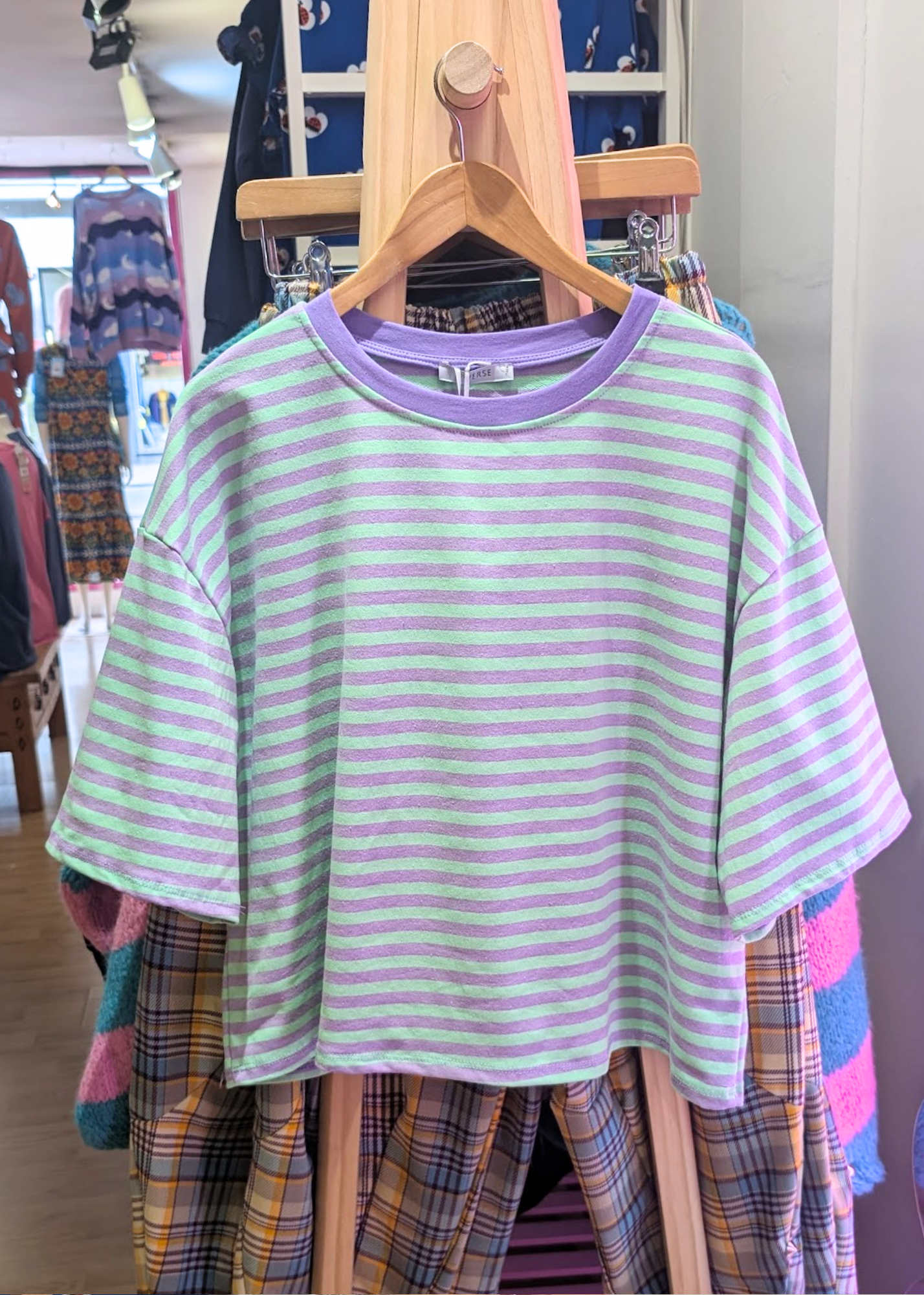 The Edit - Mint and Lilac Stripe Short Sleeve Tee