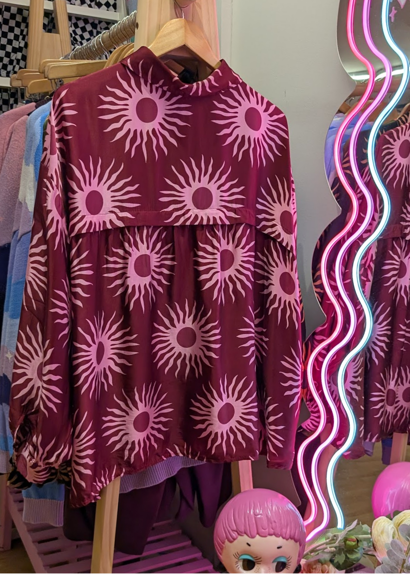 The Edit - Burgundy and Pink Sun Shirt