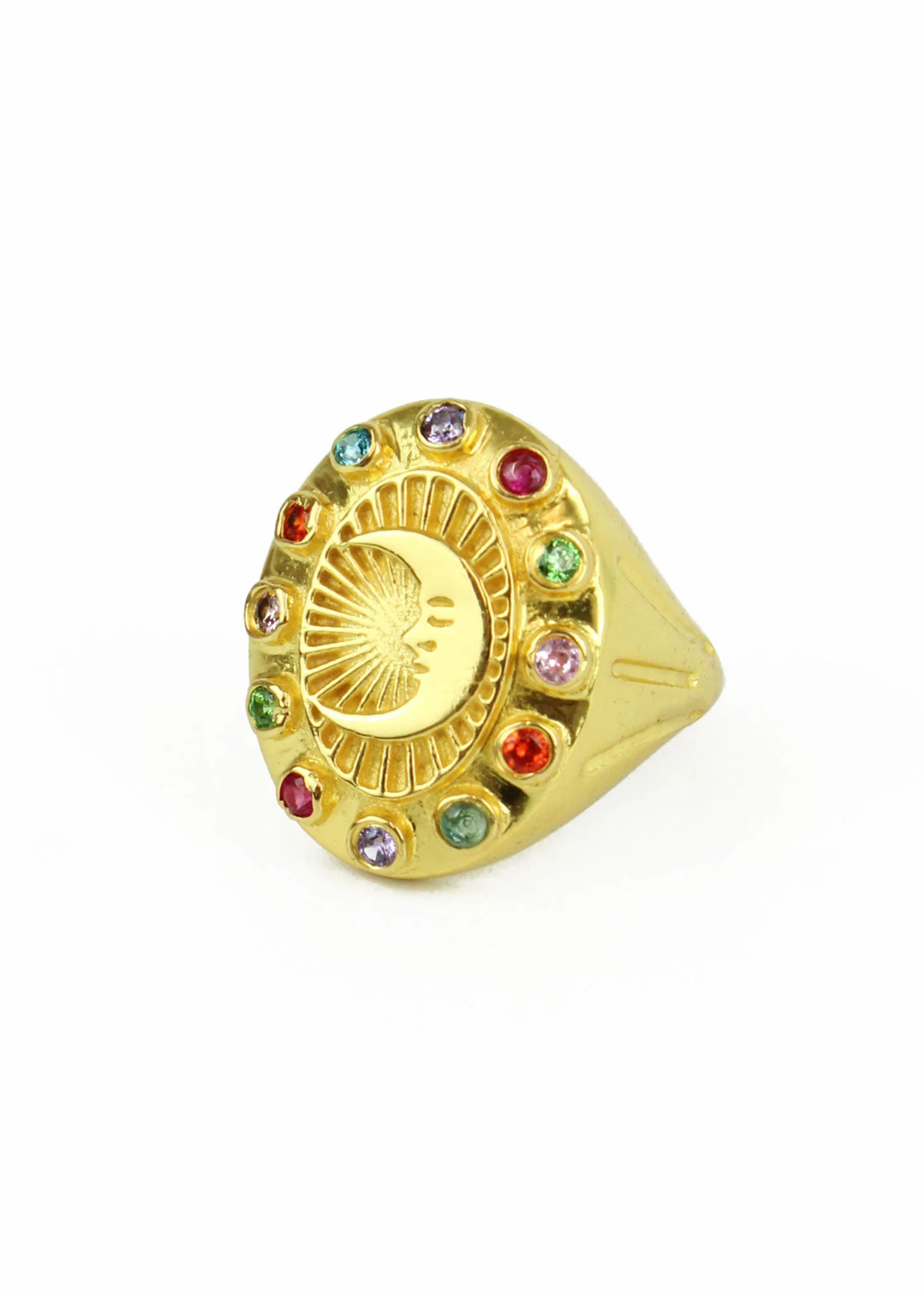 My Doris - Rainbow Stone Moon Face Ring