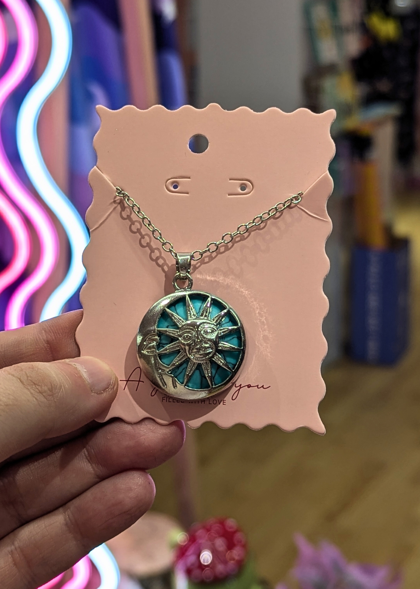 The Edit - Sun & Moon Agate Pendant in Turquoise