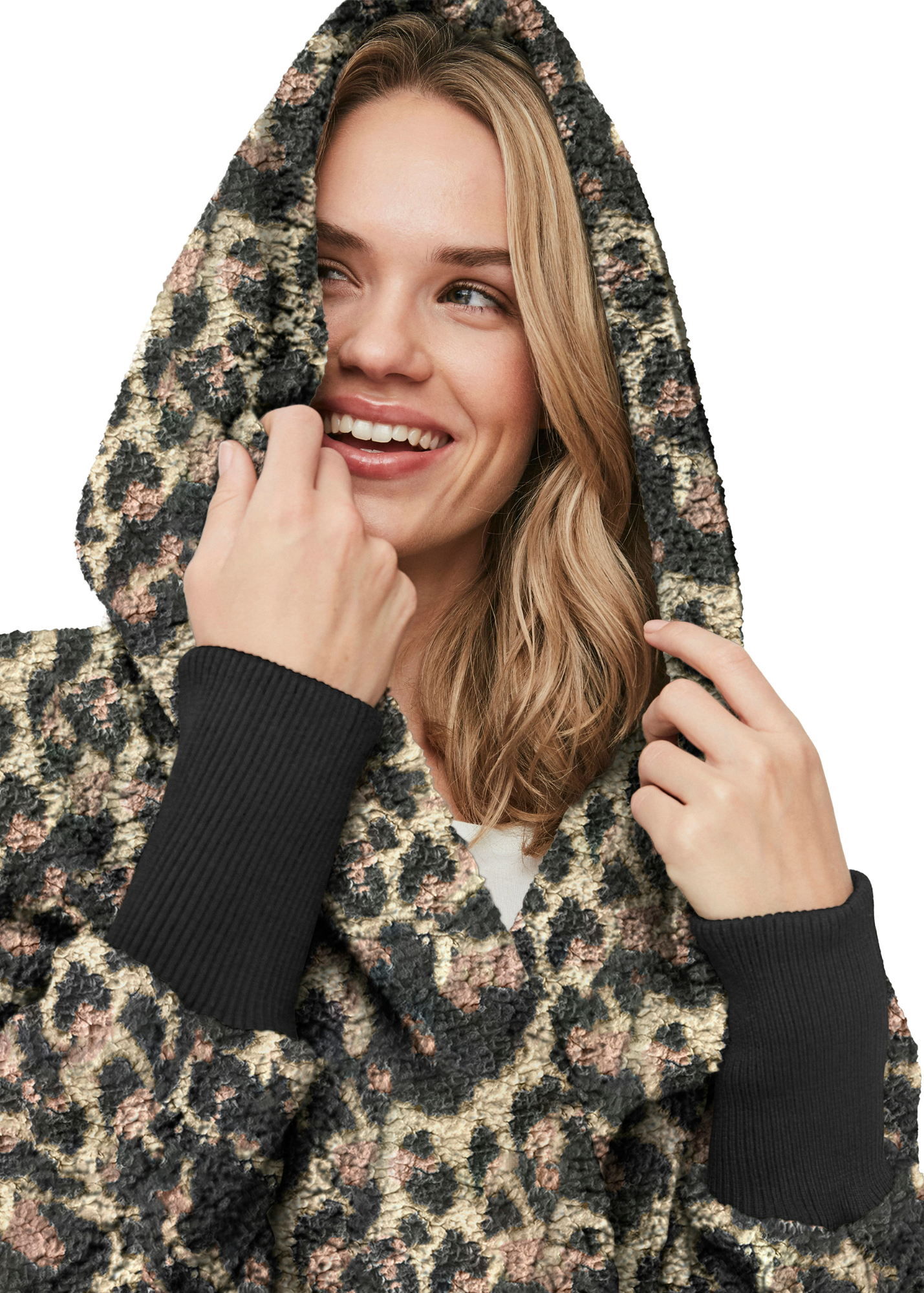 Noisy May - Leopard Print Fluffy Jacket