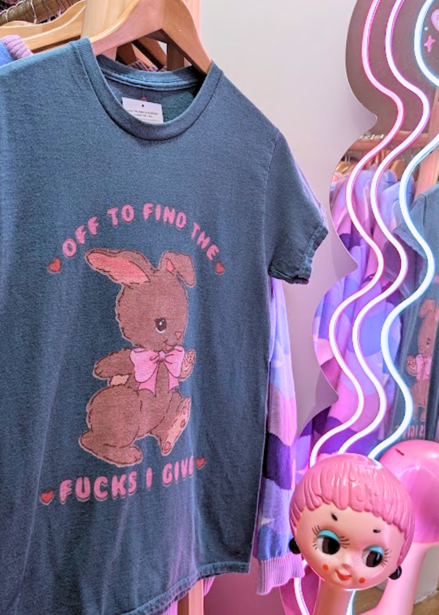 Daisy Street - Teal ‘Off to Find the F**ks’ Bunny Tee