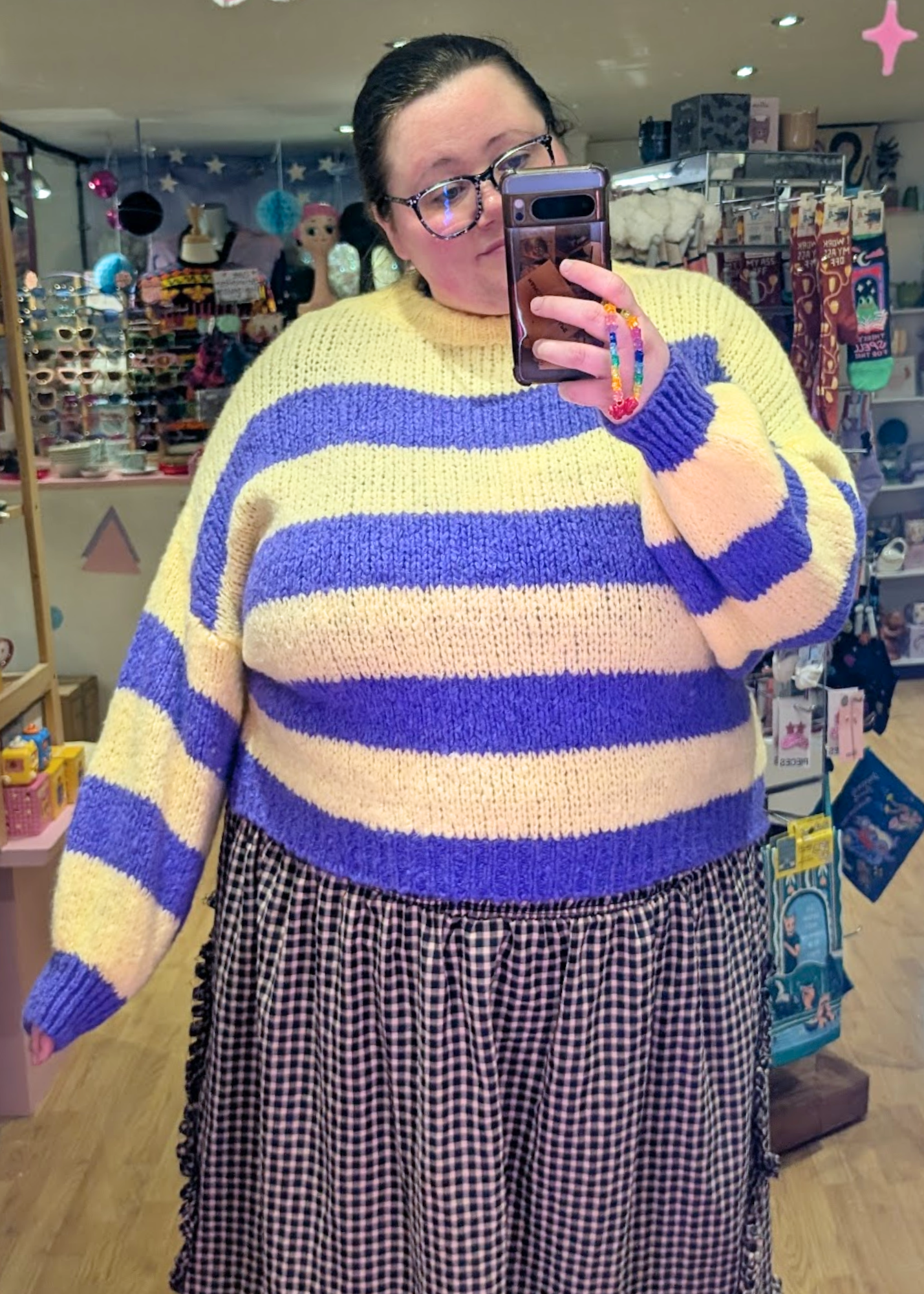 The Edit - Purple and Yellow Stripe Knit Jumper