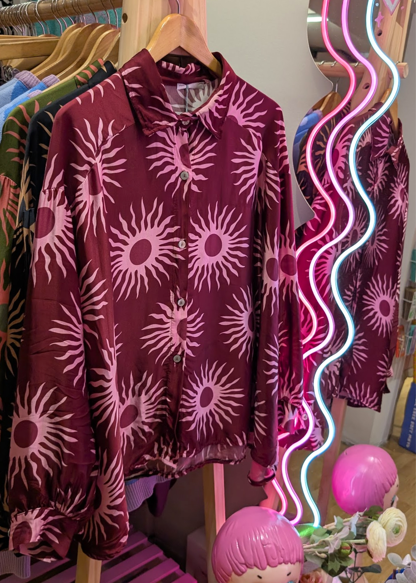 The Edit - Burgundy and Pink Sun Shirt