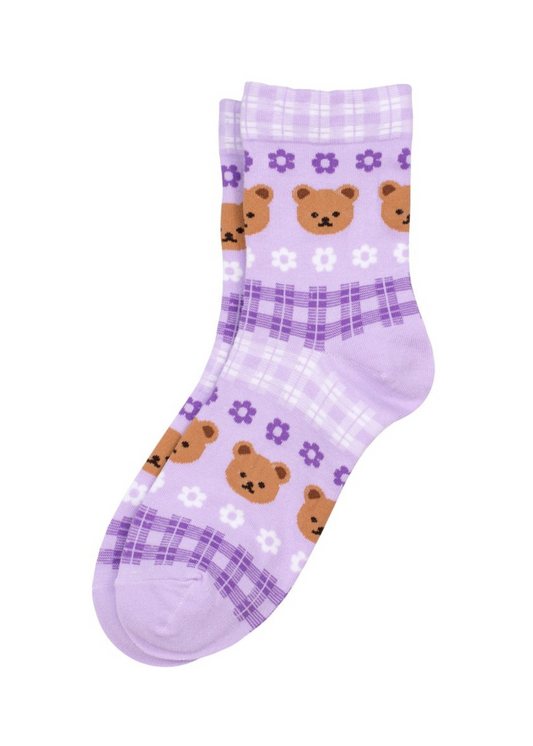 Joe Cool - Lilac Teddy Bear Garden Socks