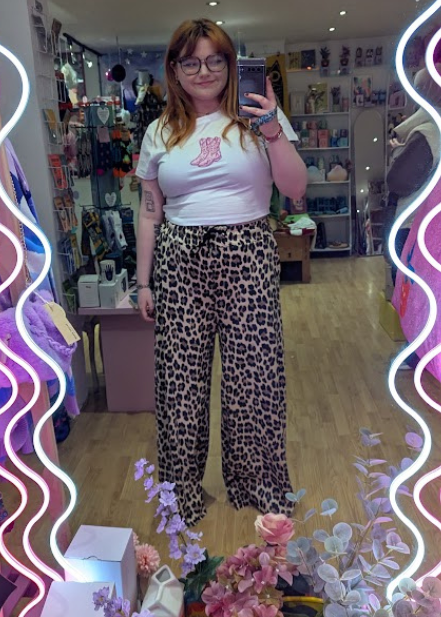 The Edit - Leopard Print Wide Leg Jersey Joggers