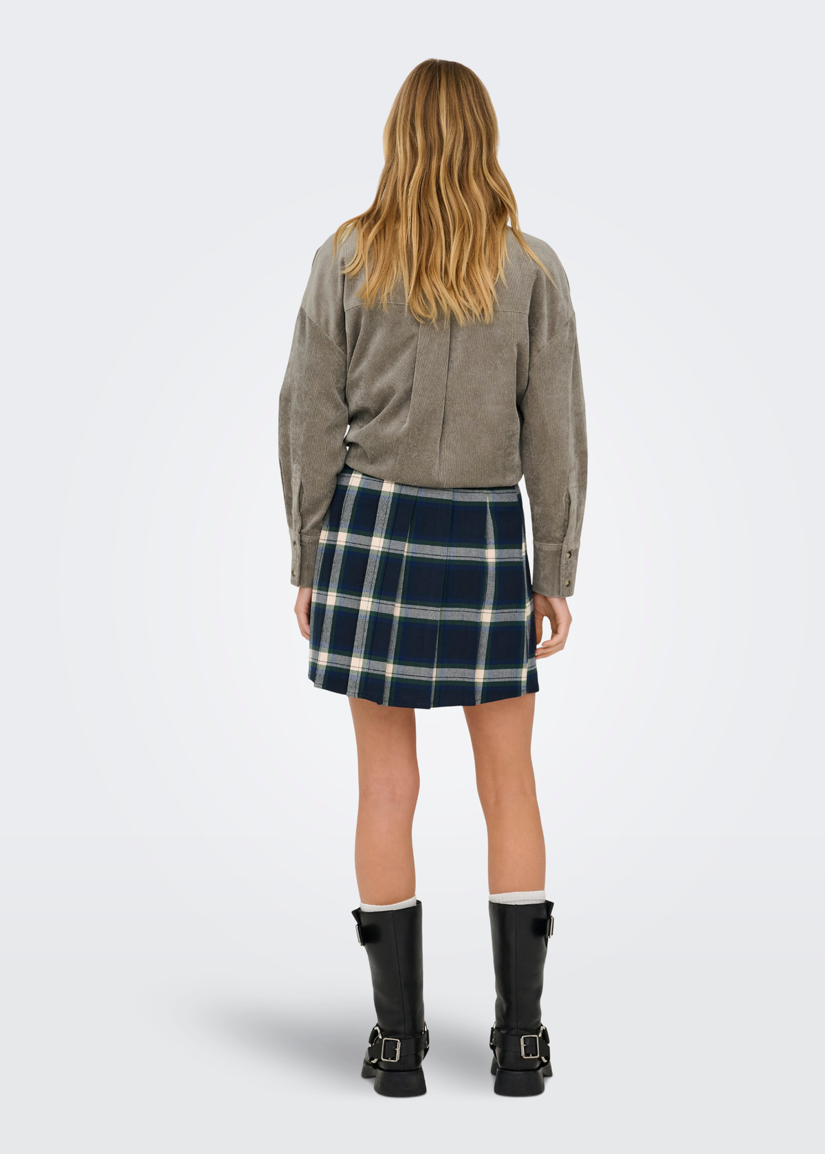 Only - Blue & Green Checked Mini Skirt