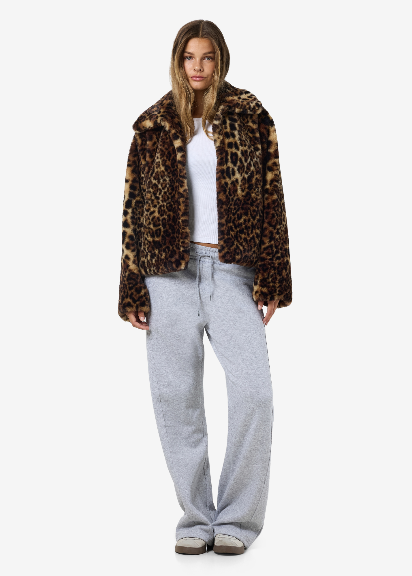 Noisy May - Fluffy Leopard Print Jacket