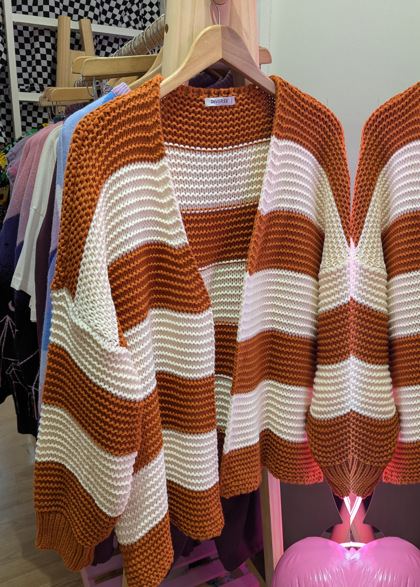 The Edit - Apricot & Cream Striped Knit Cardigan