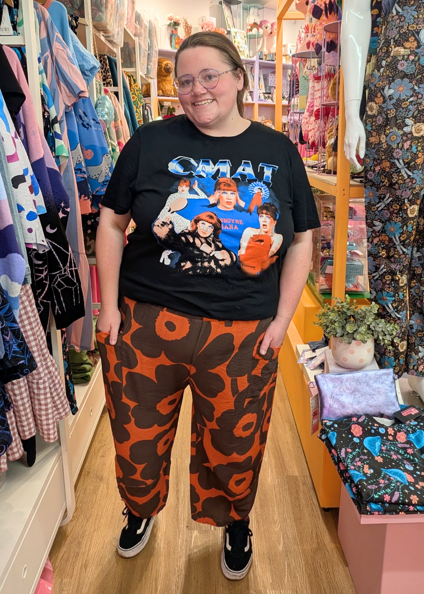 The Edit - Brown & Orange Flower Cocoon Pants