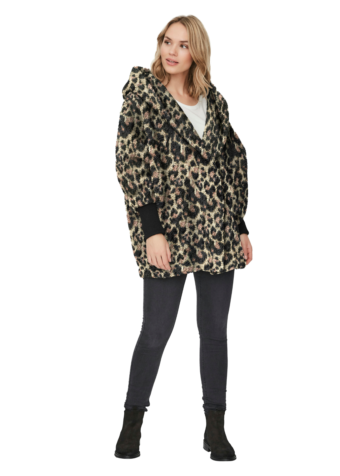 Noisy May - Leopard Print Fluffy Jacket