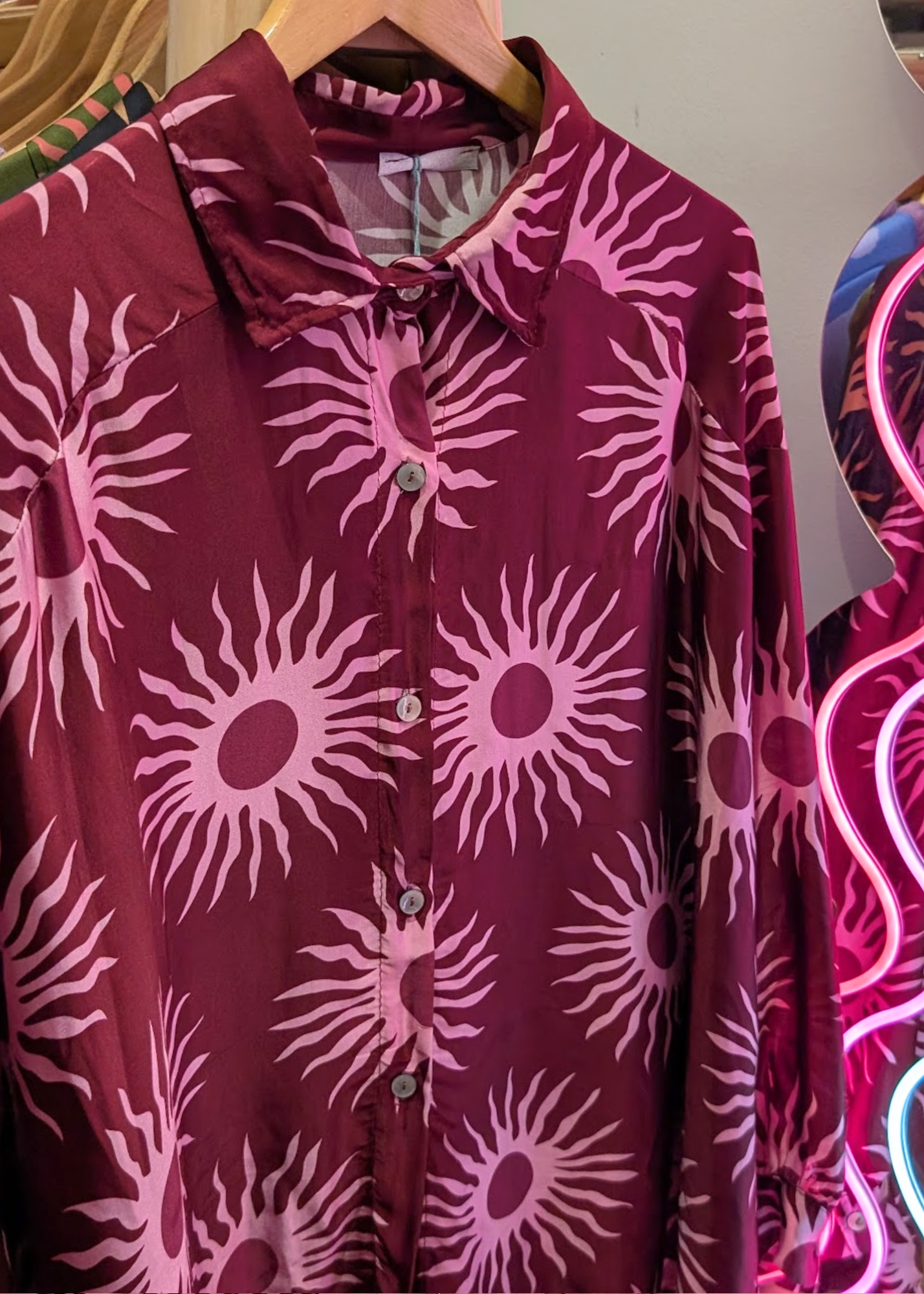 The Edit - Burgundy and Pink Sun Shirt