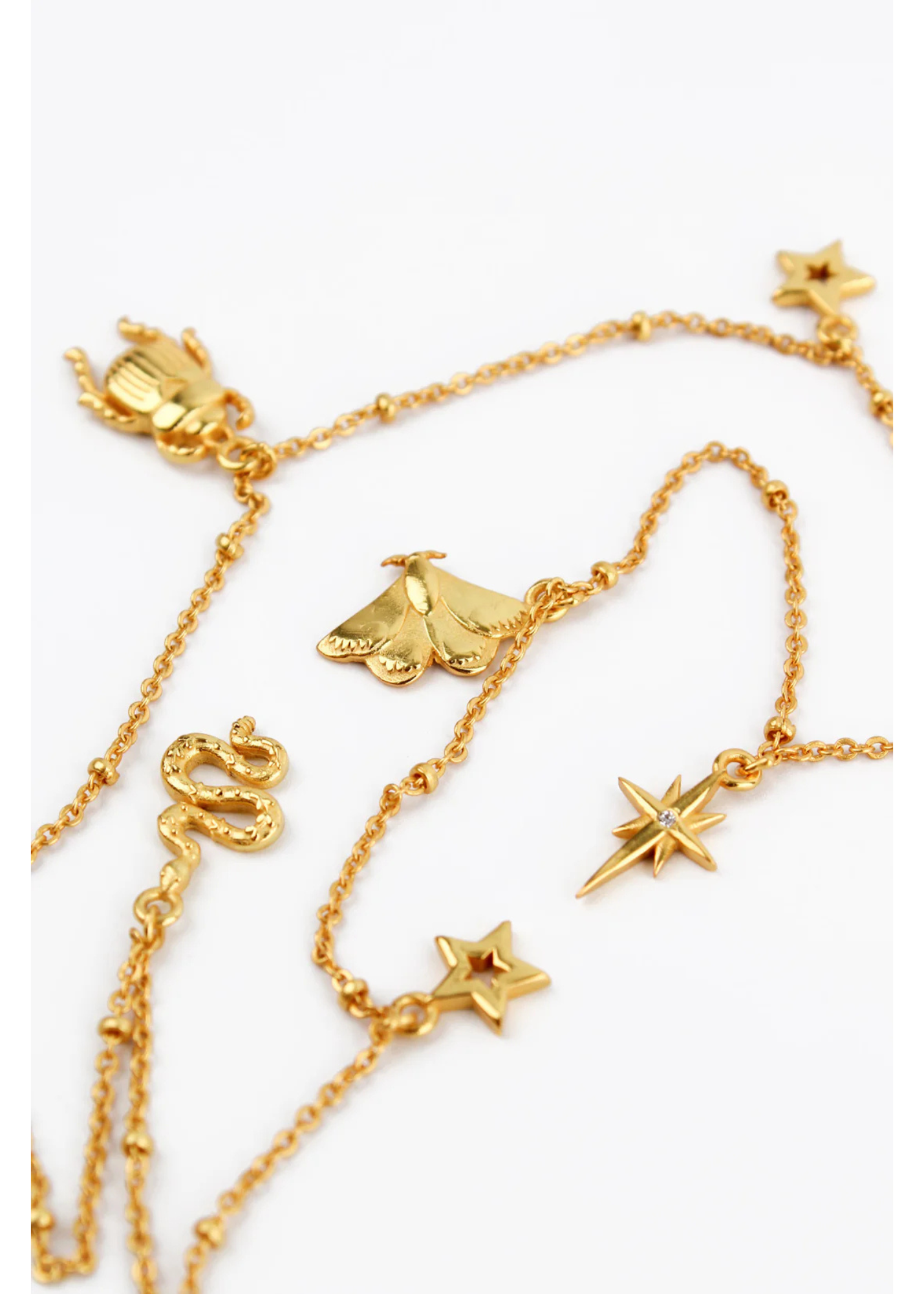My Doris - Gold Star and Bug Charm Necklace