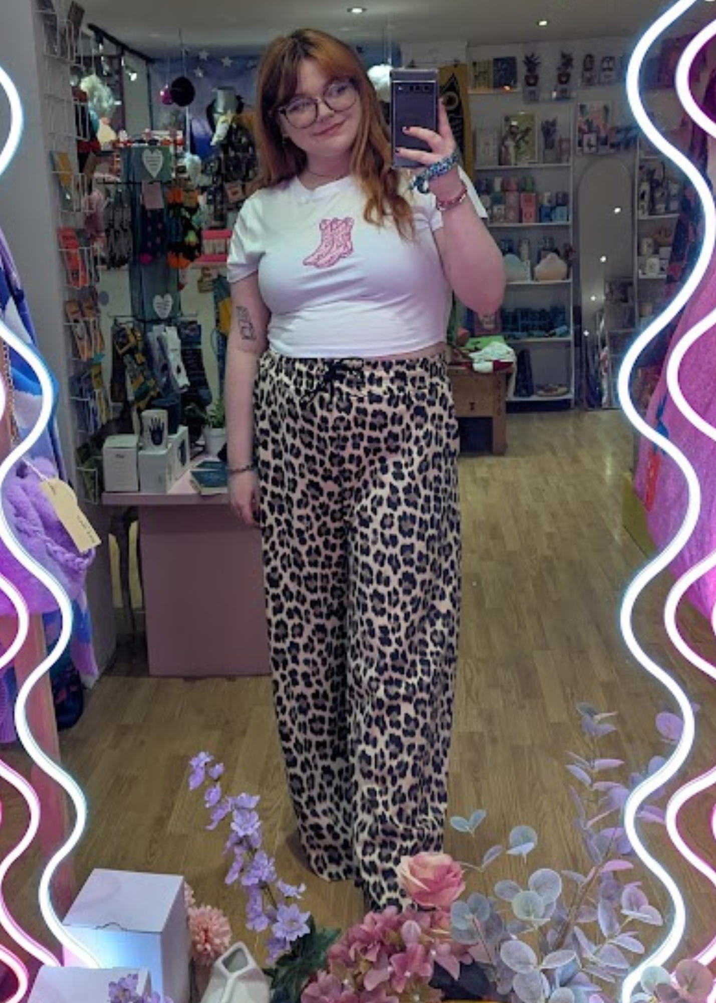 The Edit - Leopard Print Wide Leg Jersey Joggers