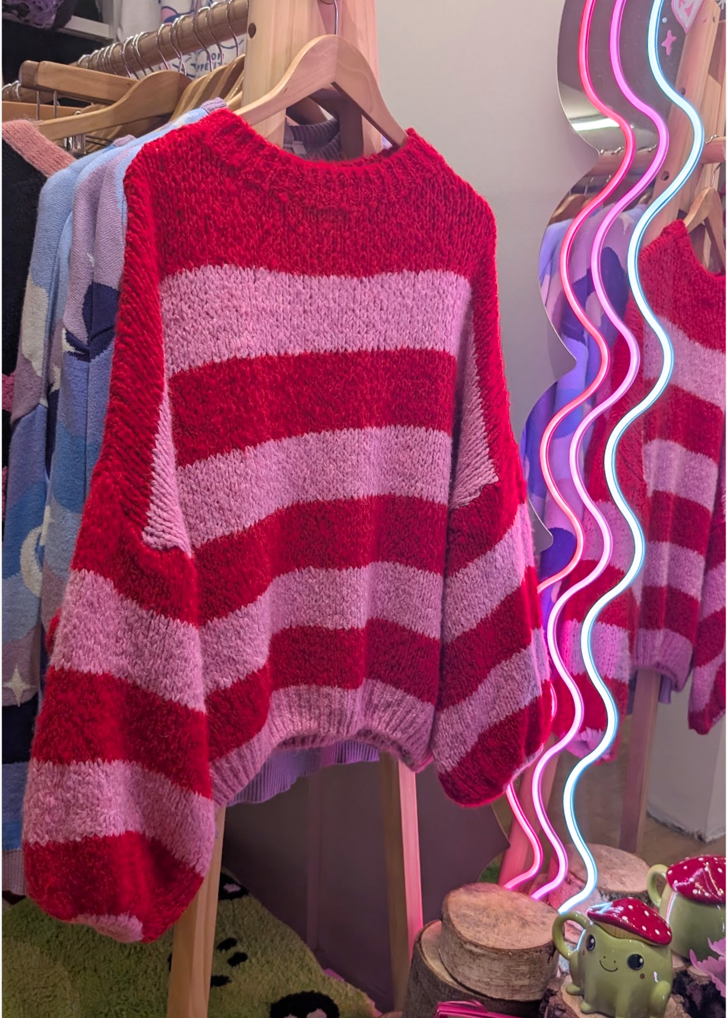 The Edit - Red and Candy Pink Stripe Jumper