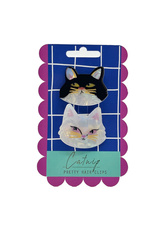 House of Disaster - Catnip Set Of 2 Cat Face Hairclips