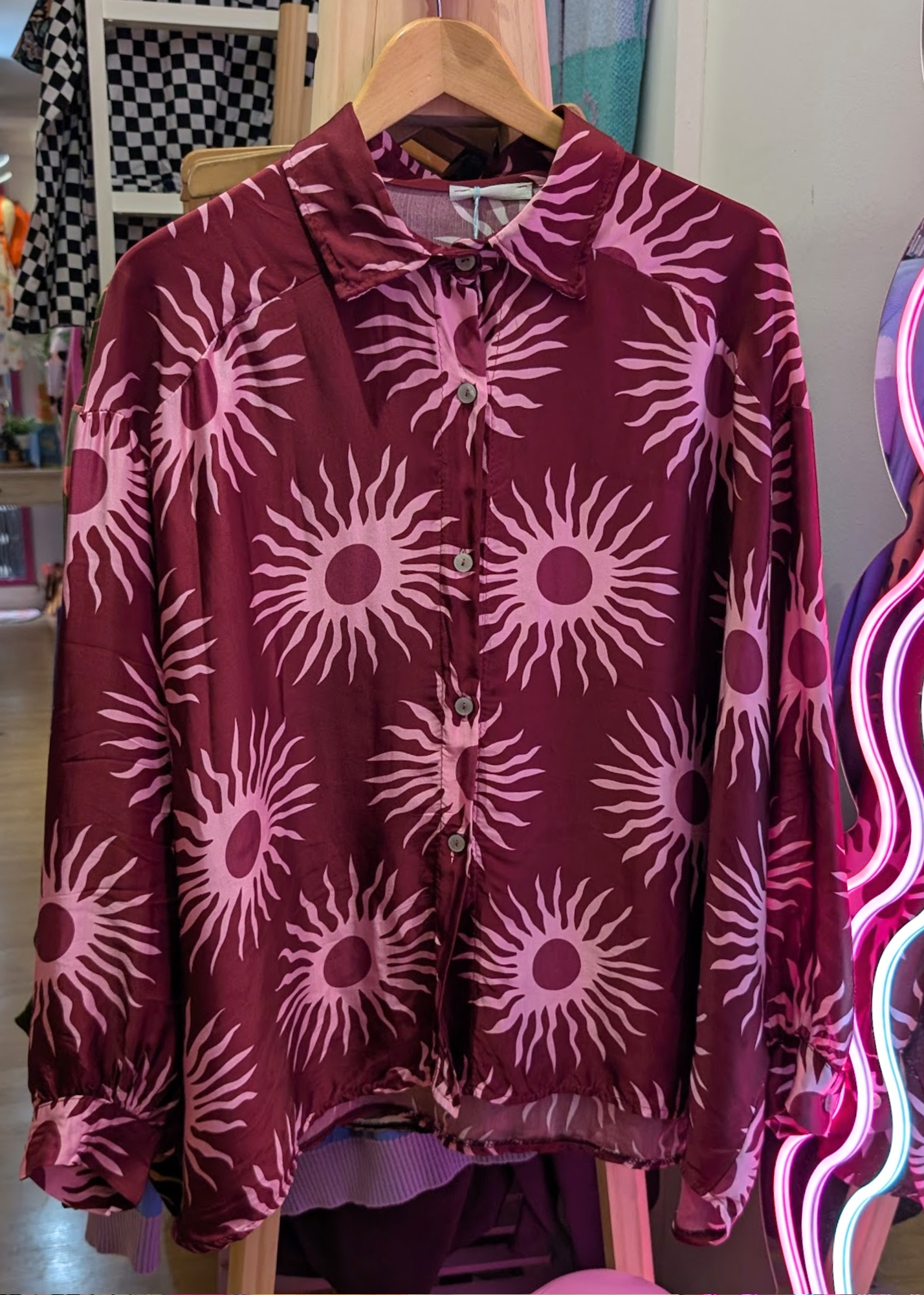 The Edit - Burgundy and Pink Sun Shirt