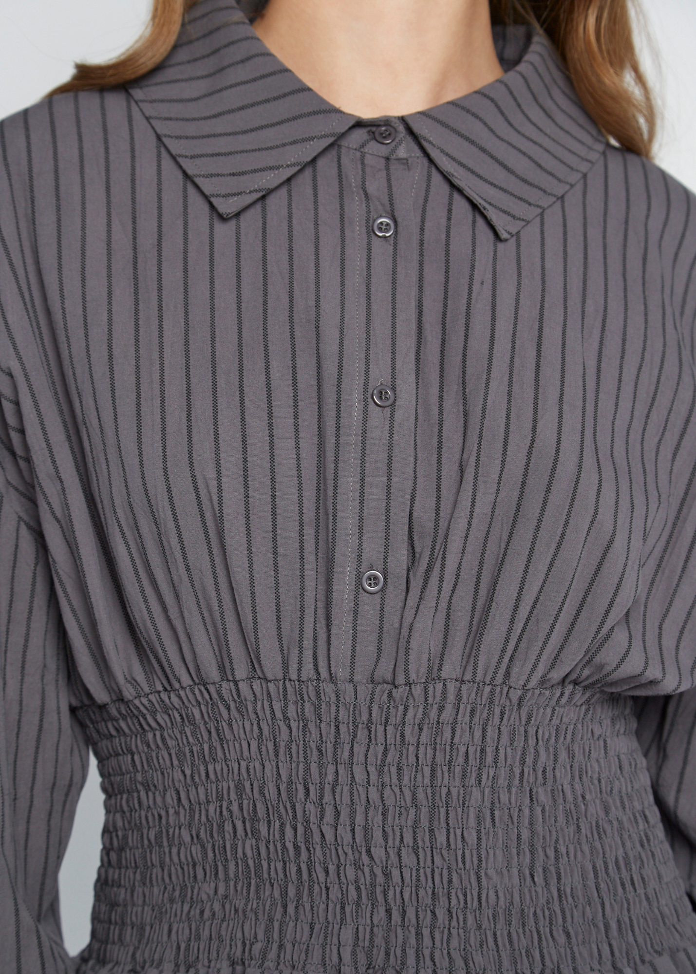 Daisy Street - Grey Stripe Collar Solen Top