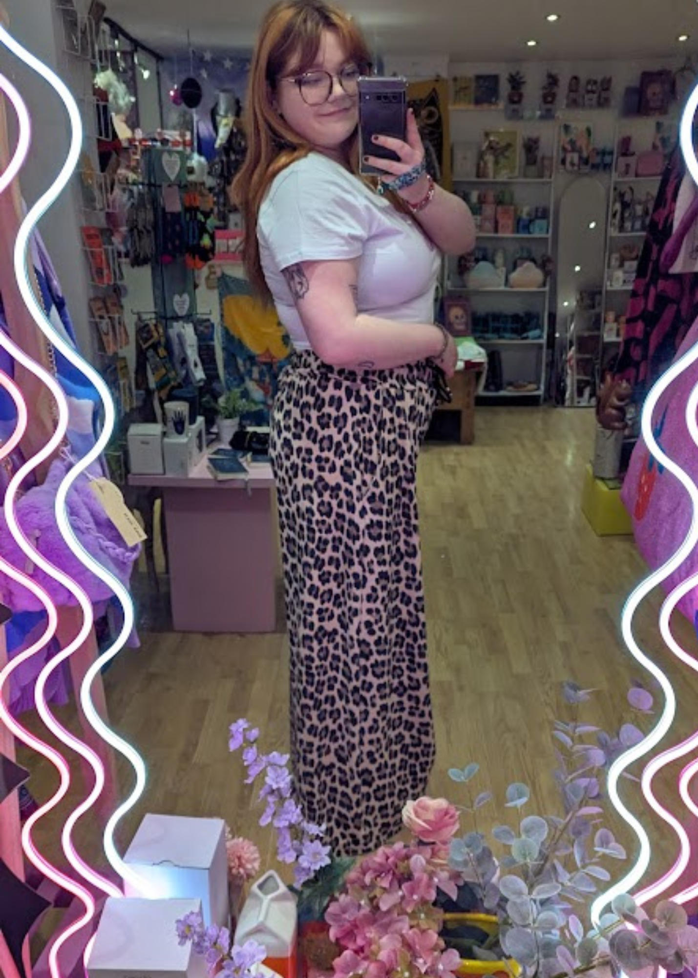 The Edit - Leopard Print Wide Leg Jersey Joggers