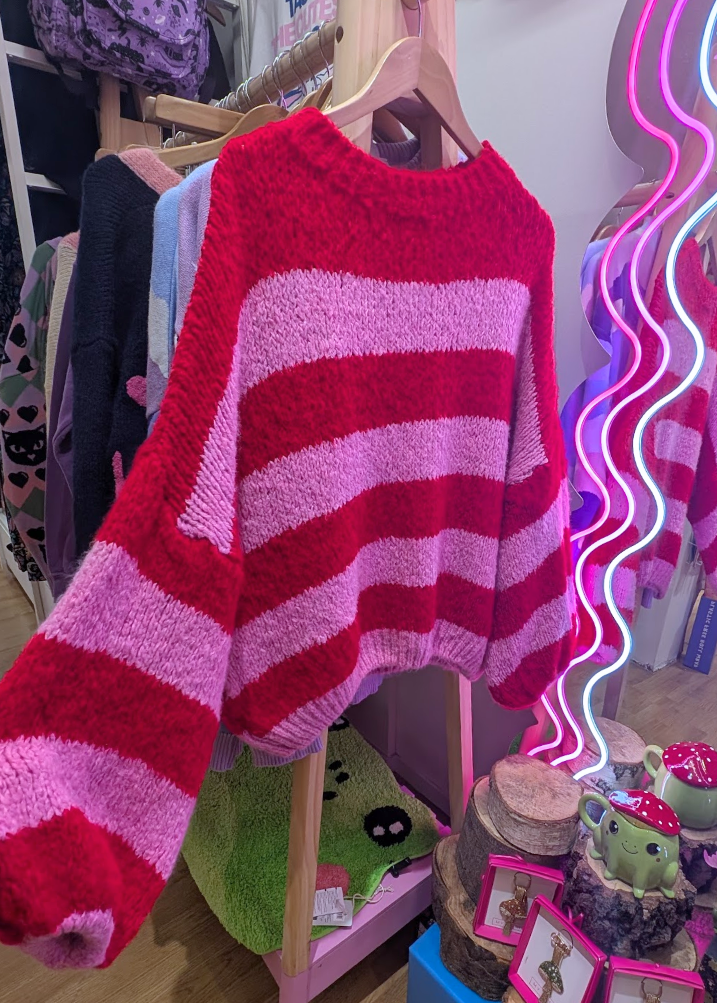 The Edit - Red and Candy Pink Stripe Jumper
