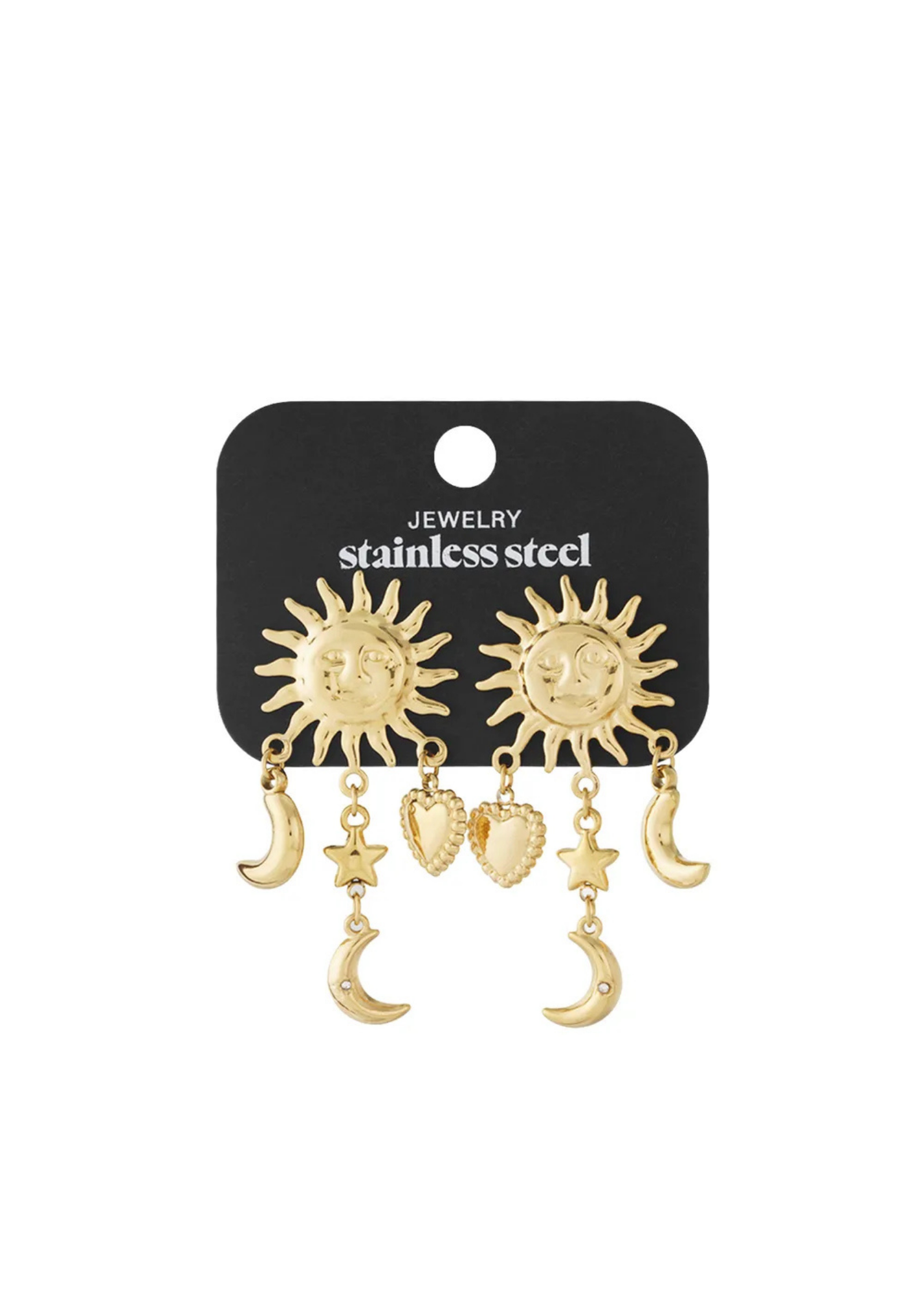 The Edit - Moon Love Drop Earrings in Gold