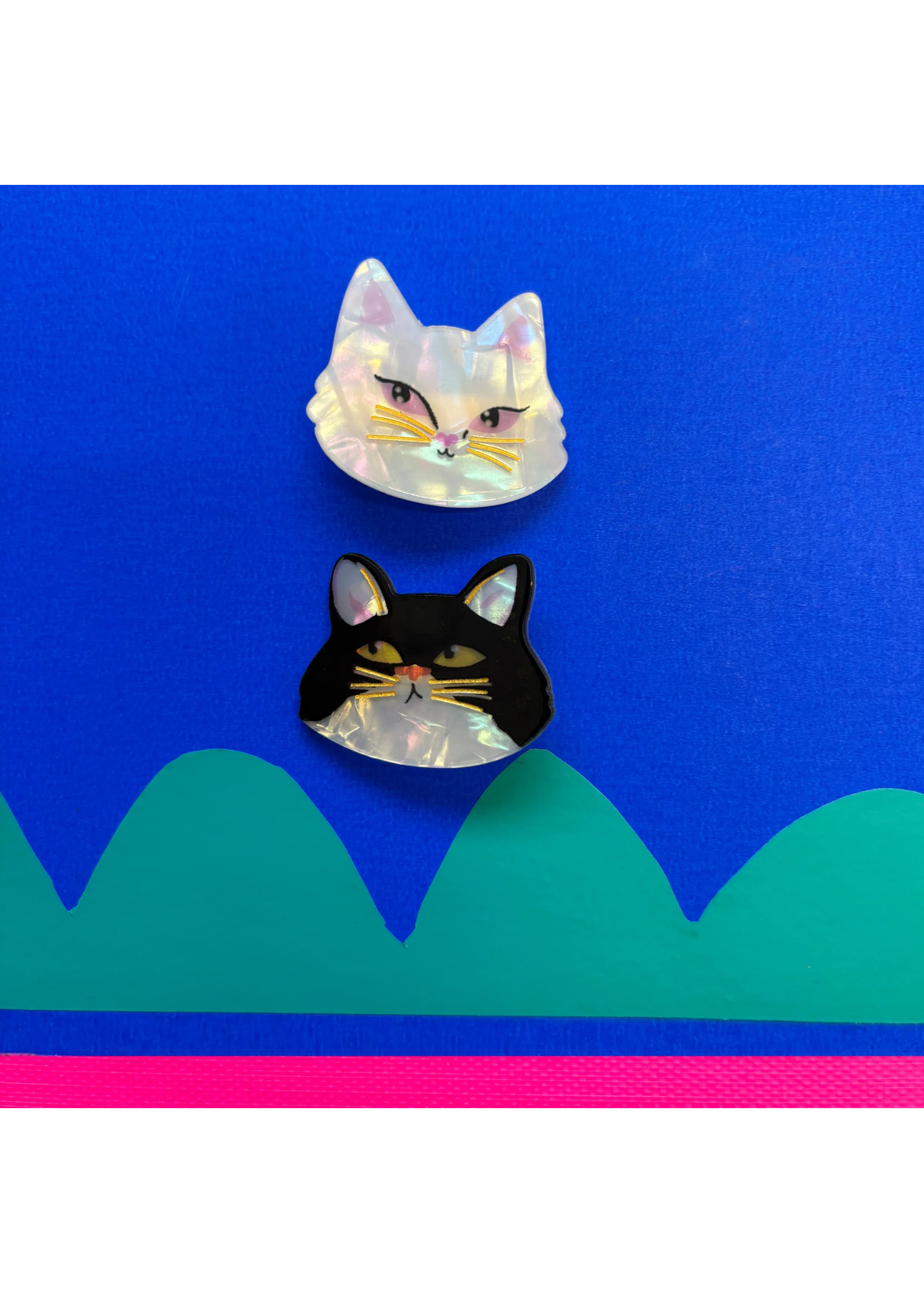 House of Disaster - Catnip Set Of 2 Cat Face Hairclips