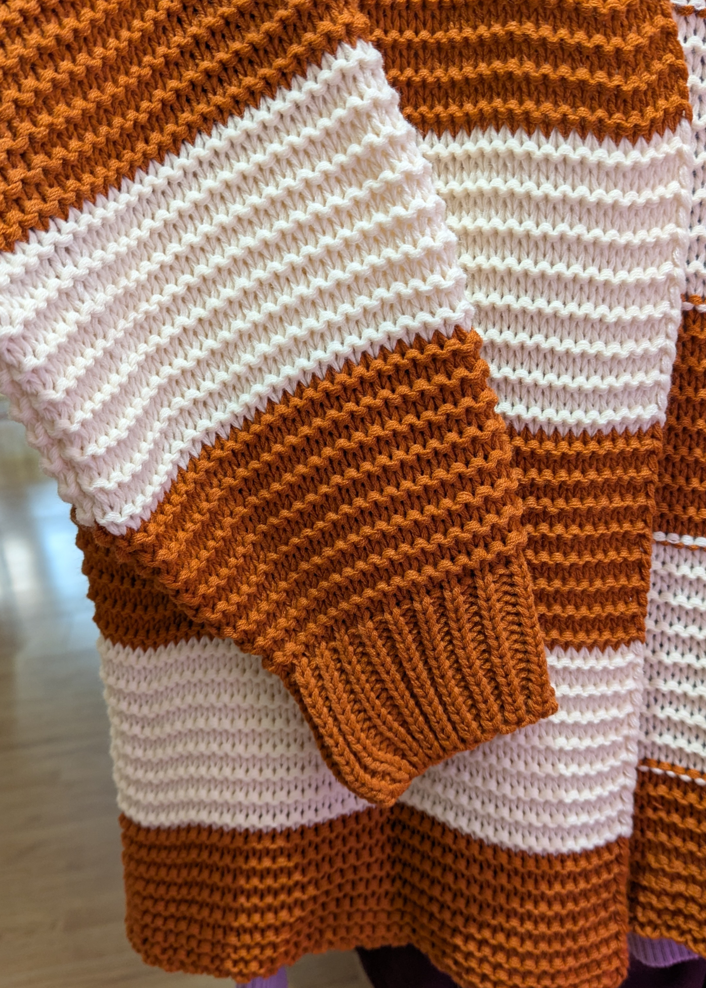 The Edit - Apricot & Cream Striped Knit Cardigan