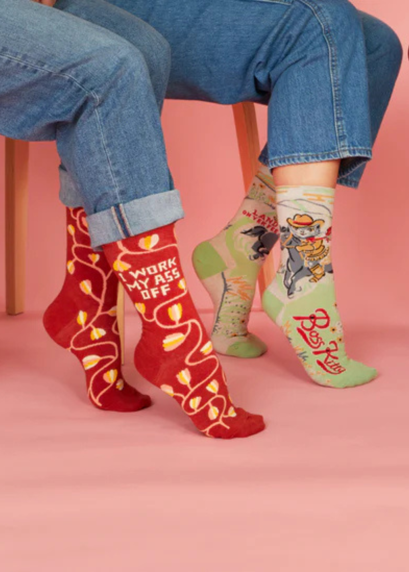 Blue Q - I Work My Ass Off Crew Socks
