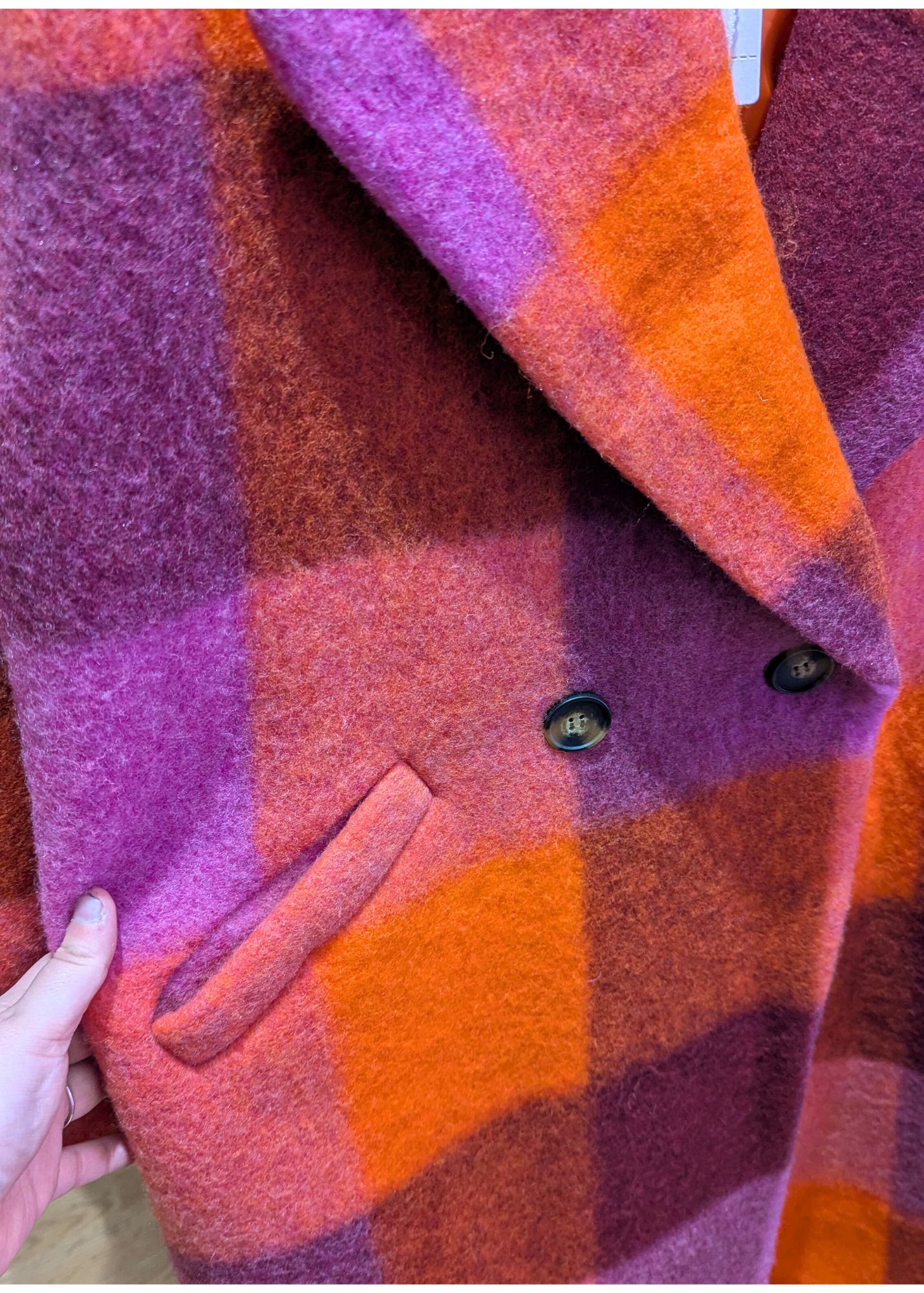 The Edit - Orange, Brown & Purple Checked Coat