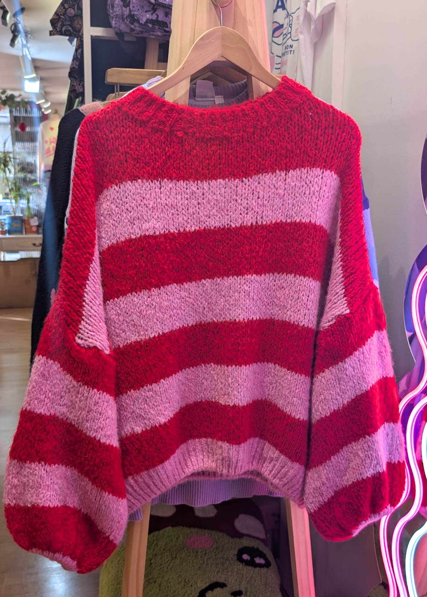 The Edit - Red and Candy Pink Stripe Jumper