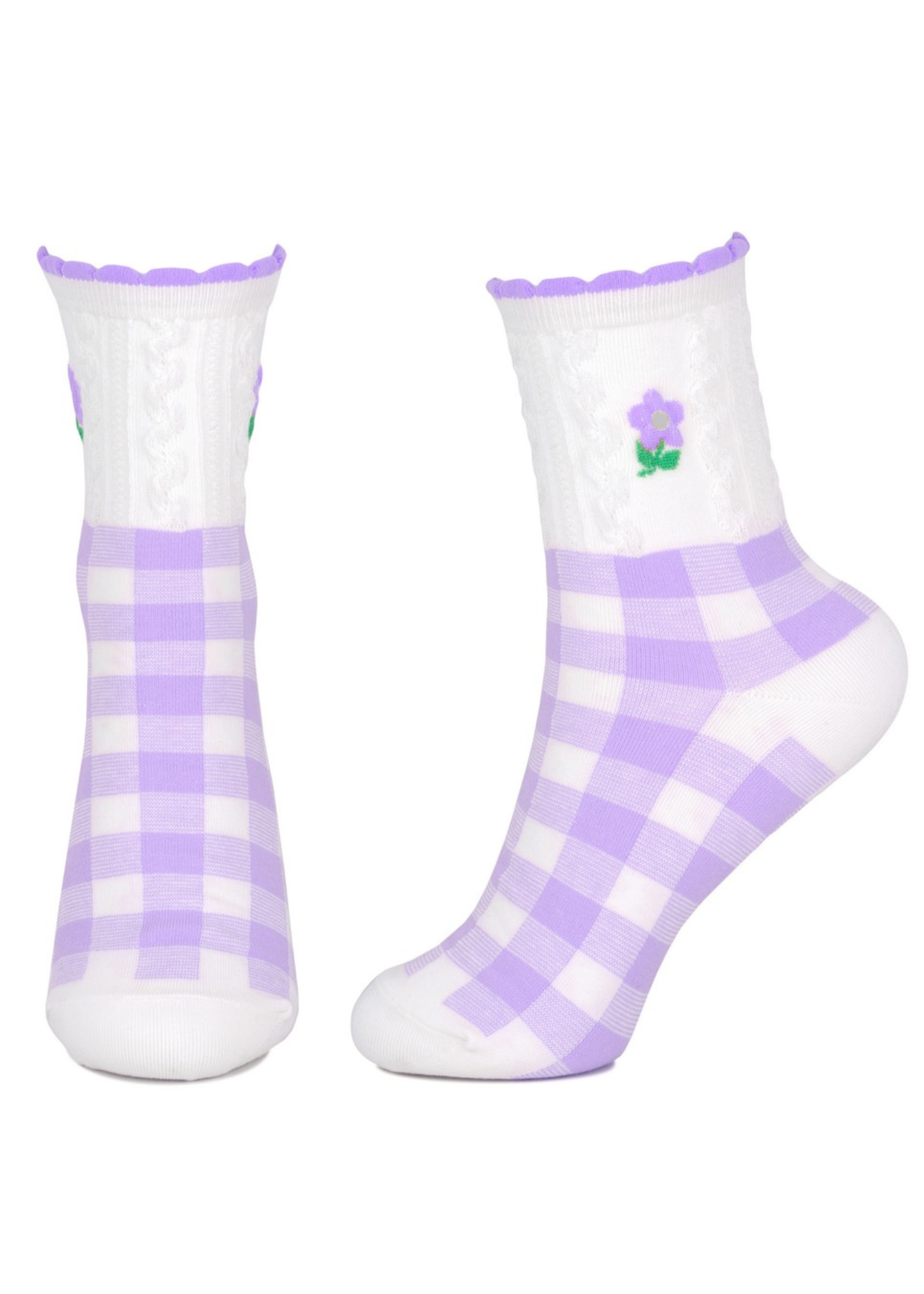 Joe Cool - Lilac Gingham Flower Socks