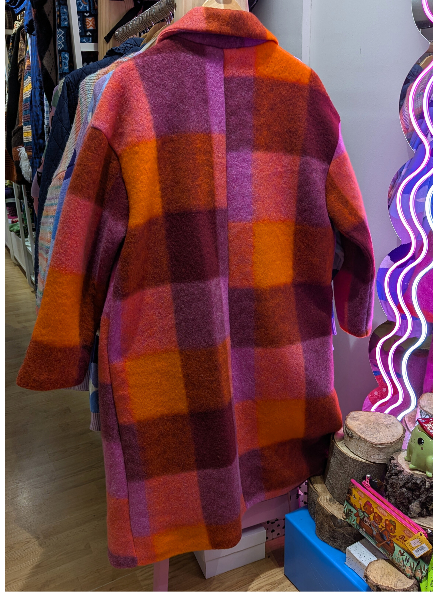 The Edit - Orange, Brown & Purple Checked Coat