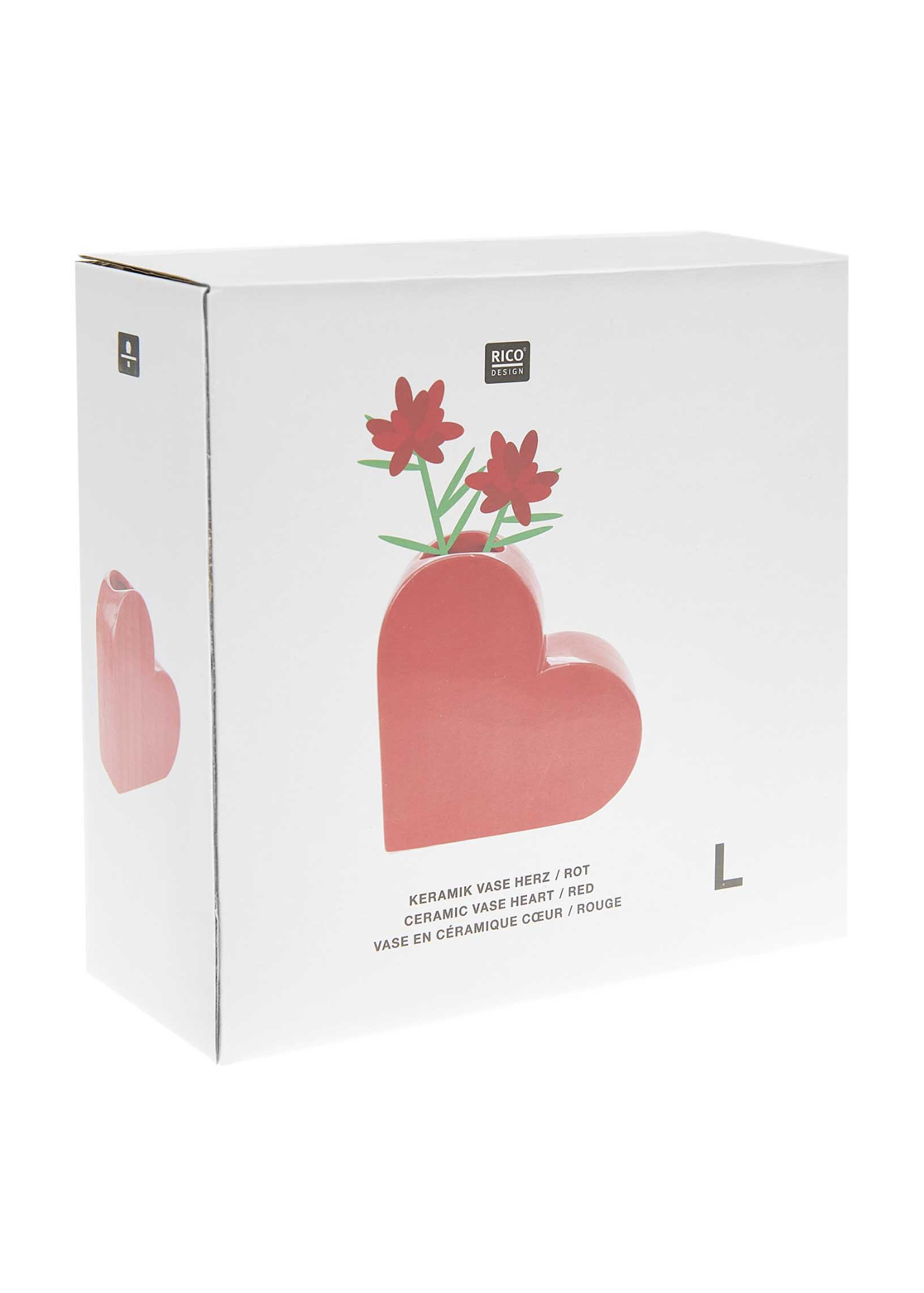 Rico Design - Large Red Ceramic Heart Vase