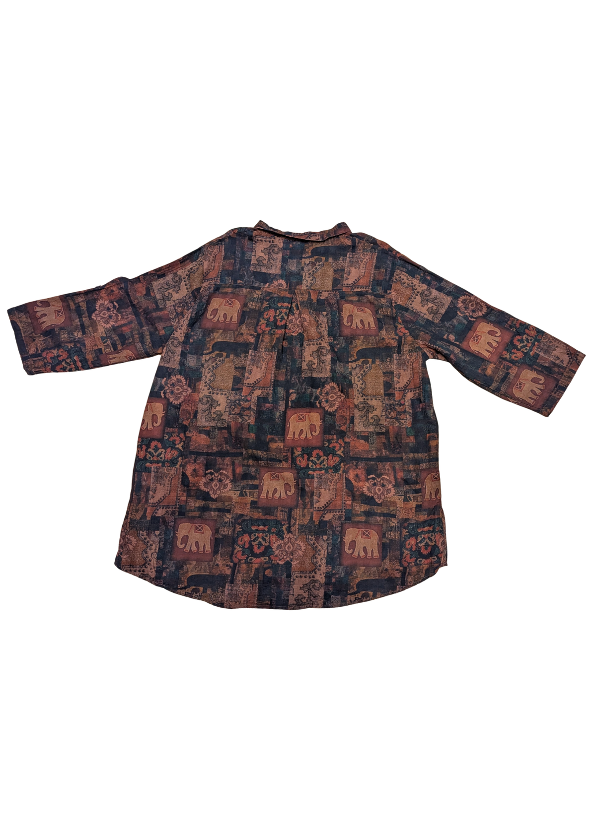 The Edit - Oversized Vintage Style Elephant Print Shirt with Pockets