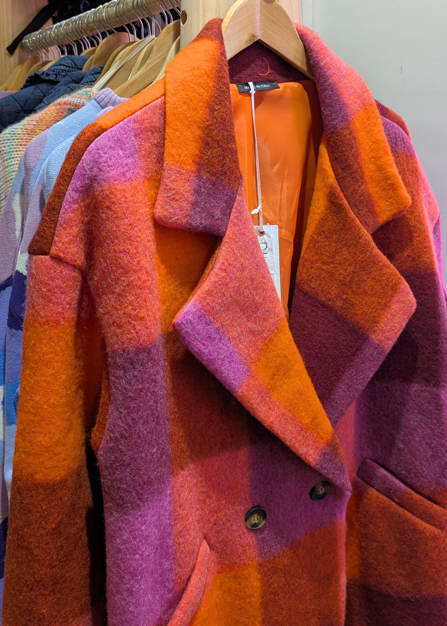 The Edit - Orange, Brown & Purple Checked Coat