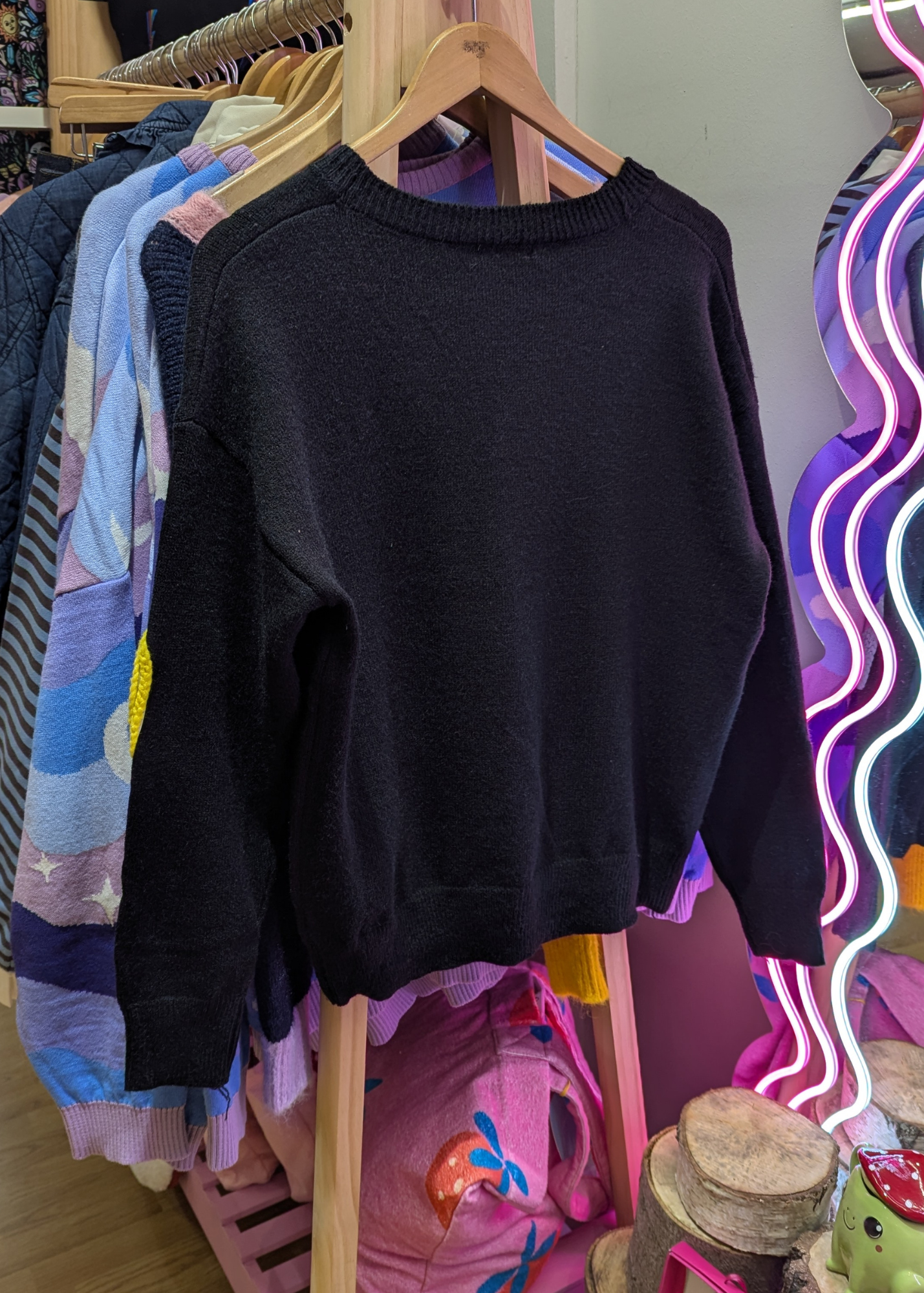 The Edit - Black Knit Jumper with Colourful Hearts