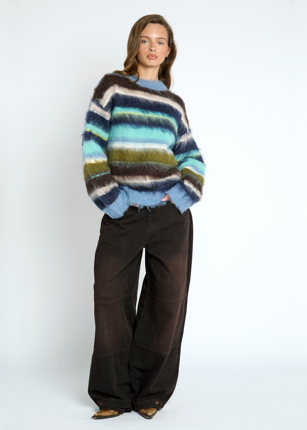 Daisy Street - Raya Ombre Stripe Brushed Jumper