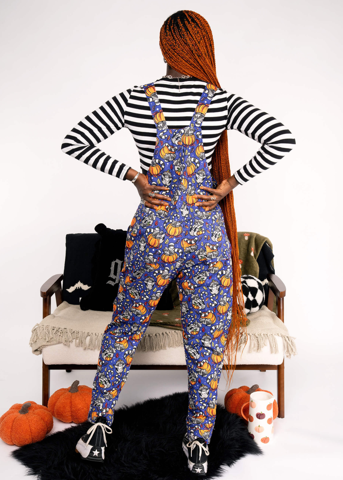 Run & Fly - Pumpkin Racoon Stretch Twill Dungarees