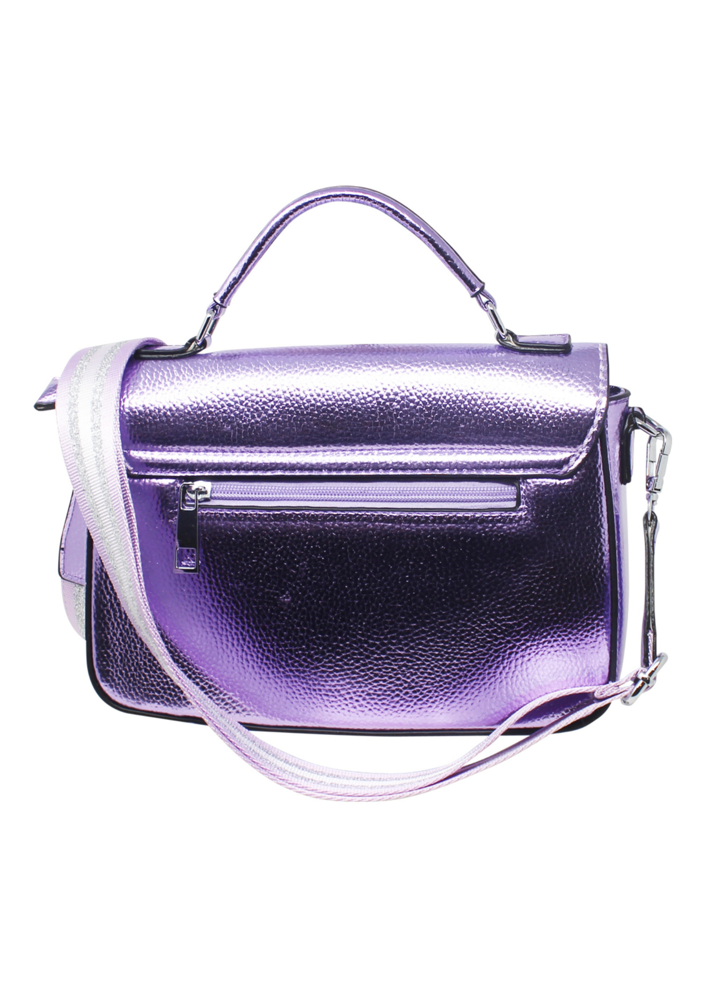 The Edit - Metallic Satchel Bag in Purple