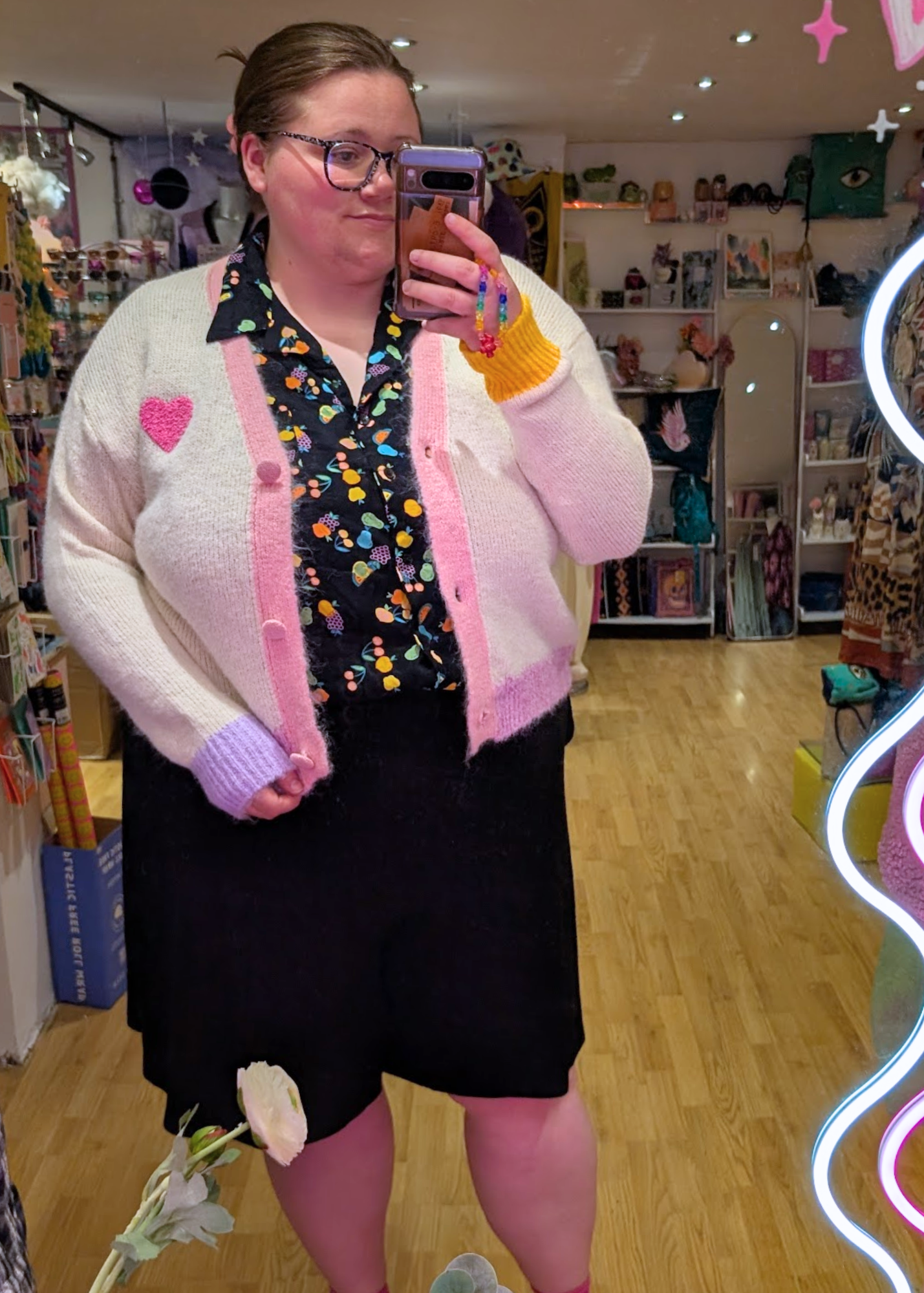 The Edit - Colourblock Love LA Cardigan in Cream