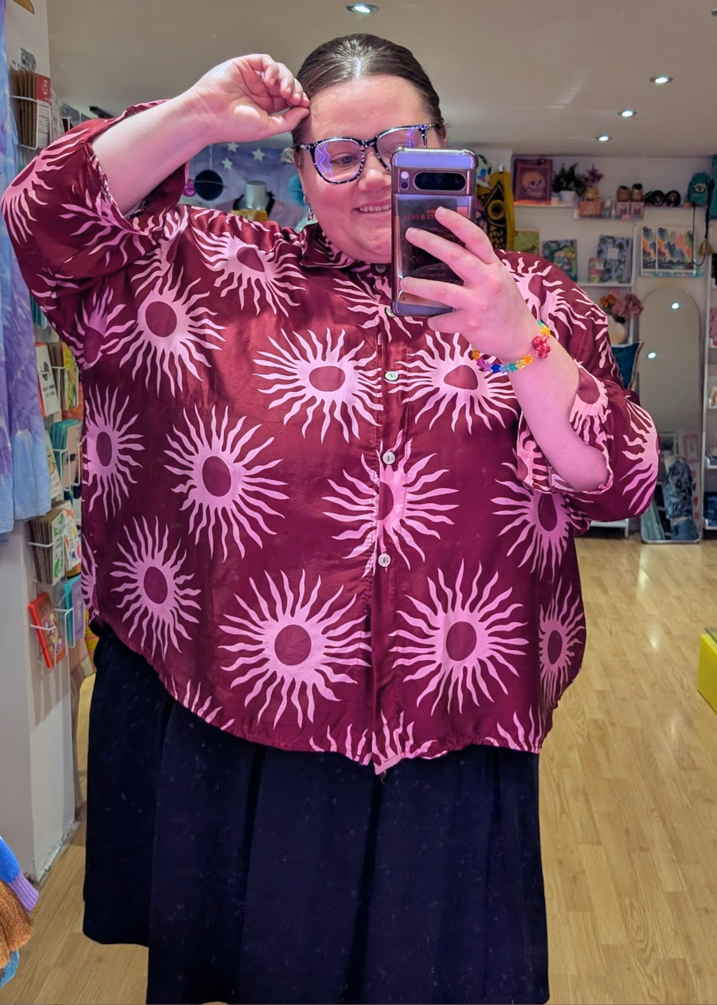 The Edit - Burgundy and Pink Sun Shirt