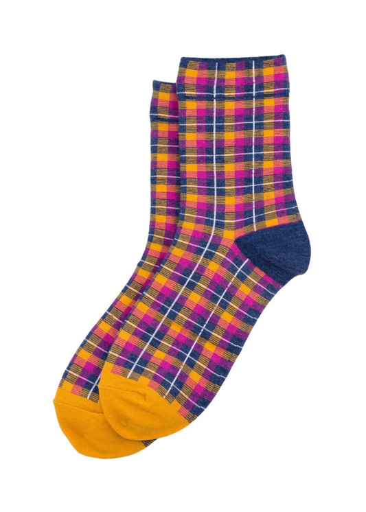 Joe Cool - Purple and Yellow Tartan Socks