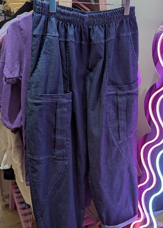 The Edit - Blue Large Pocket Denim Trousers