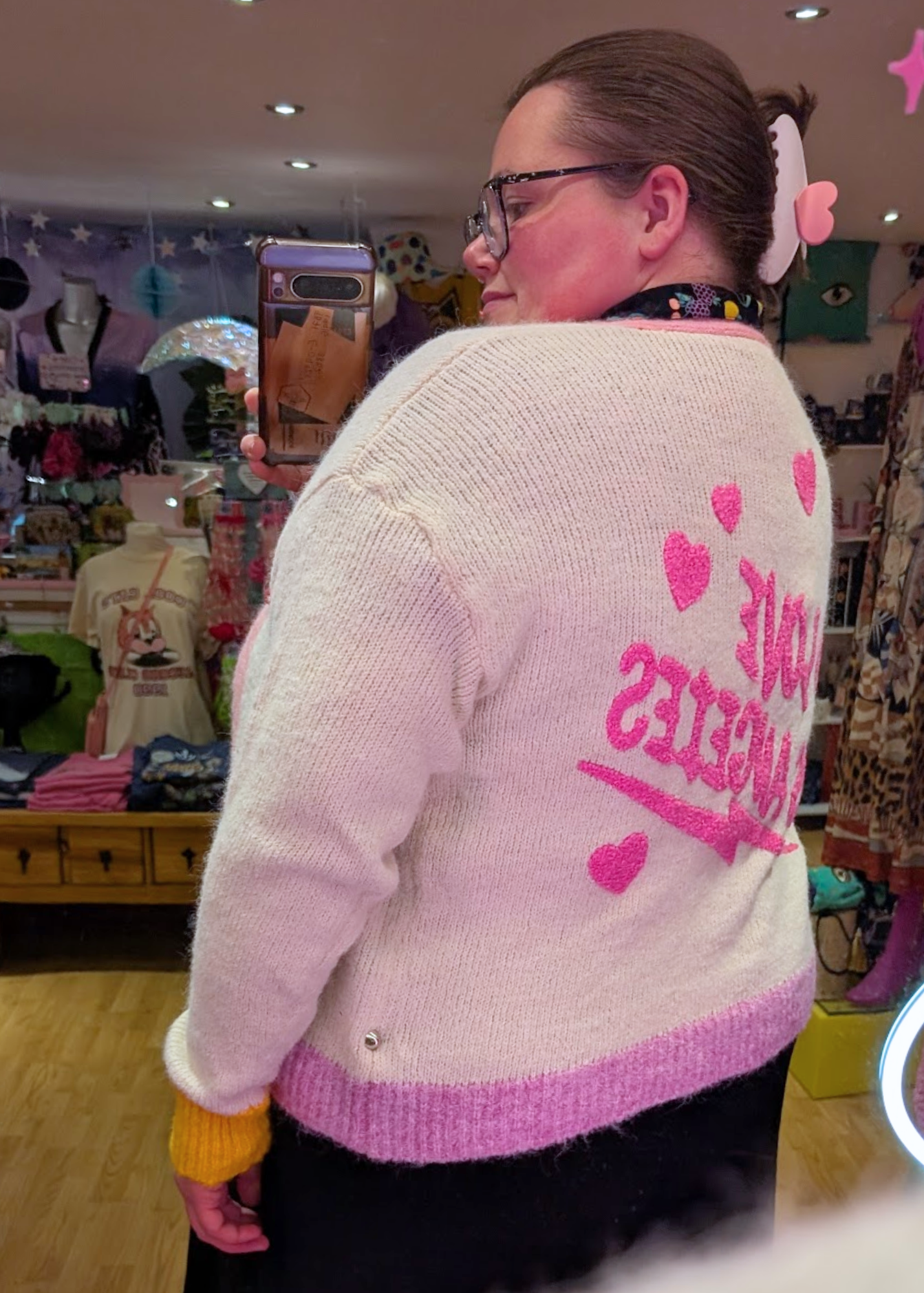 The Edit - Colourblock Love LA Cardigan in Cream