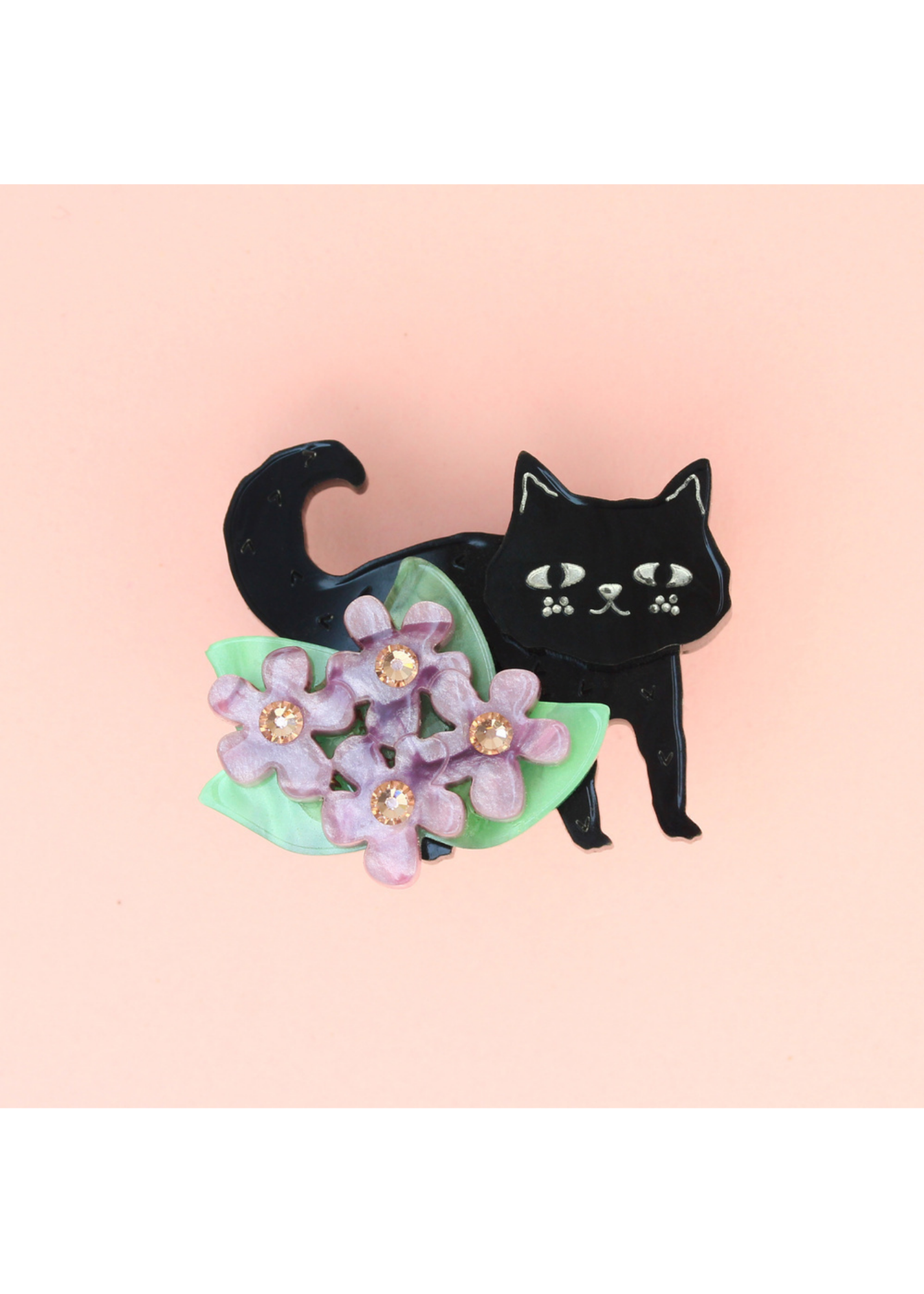 Little Moose - Black Doodle Cat Brooch