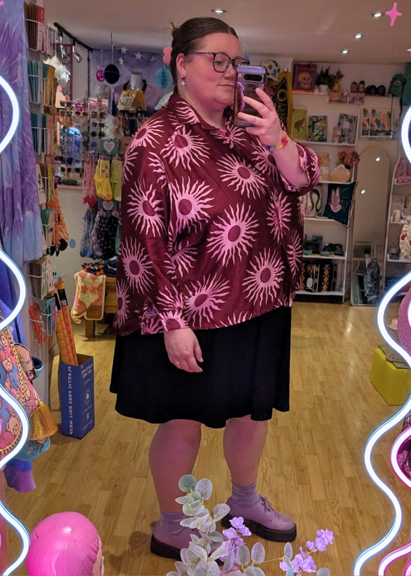 The Edit - Burgundy and Pink Sun Shirt
