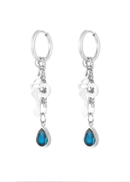The Edit - Snake Tear Drop Earrings in Silver