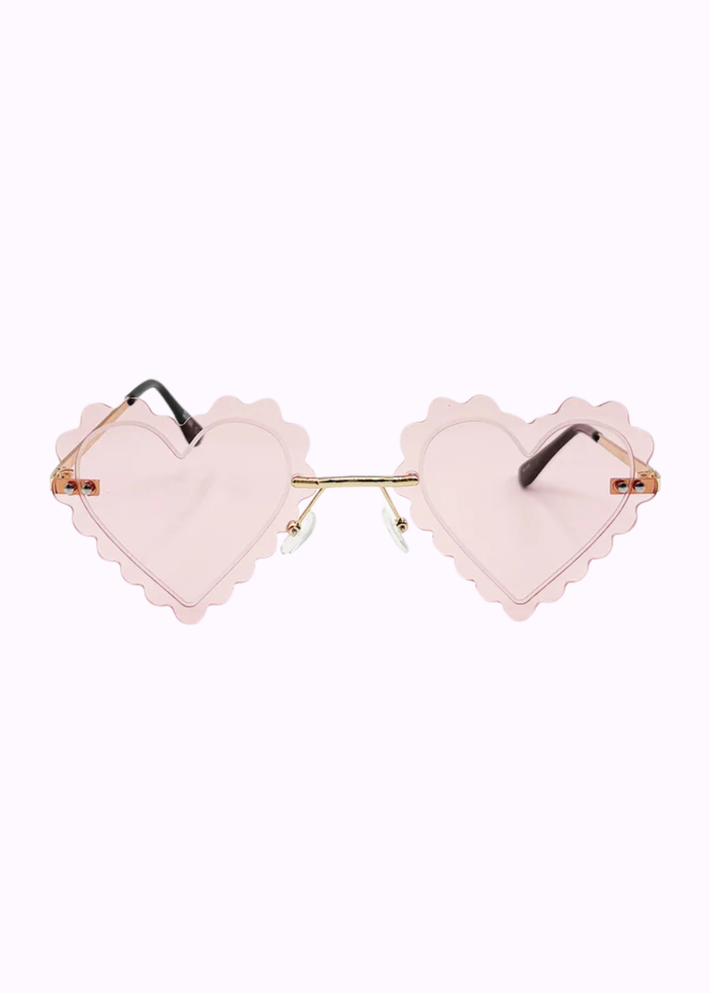The Edit -Pastel Pink Scallop Edge Heart Sunglasses