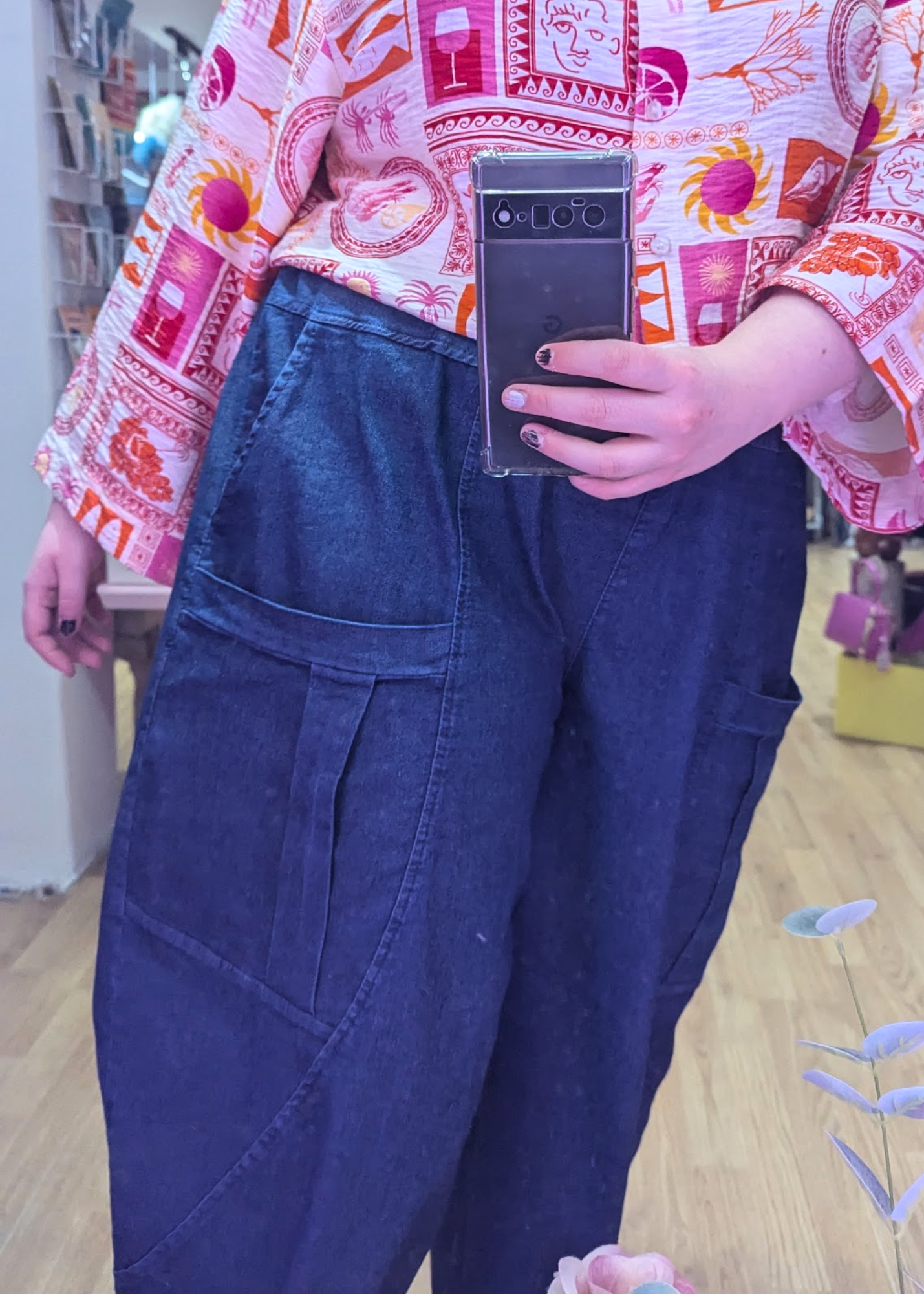 The Edit - Blue Large Pocket Denim Trousers